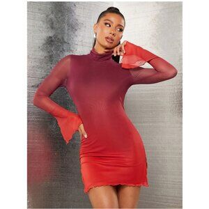 2 for $10 Ombre Mock Neck Mesh Mini Dress Large